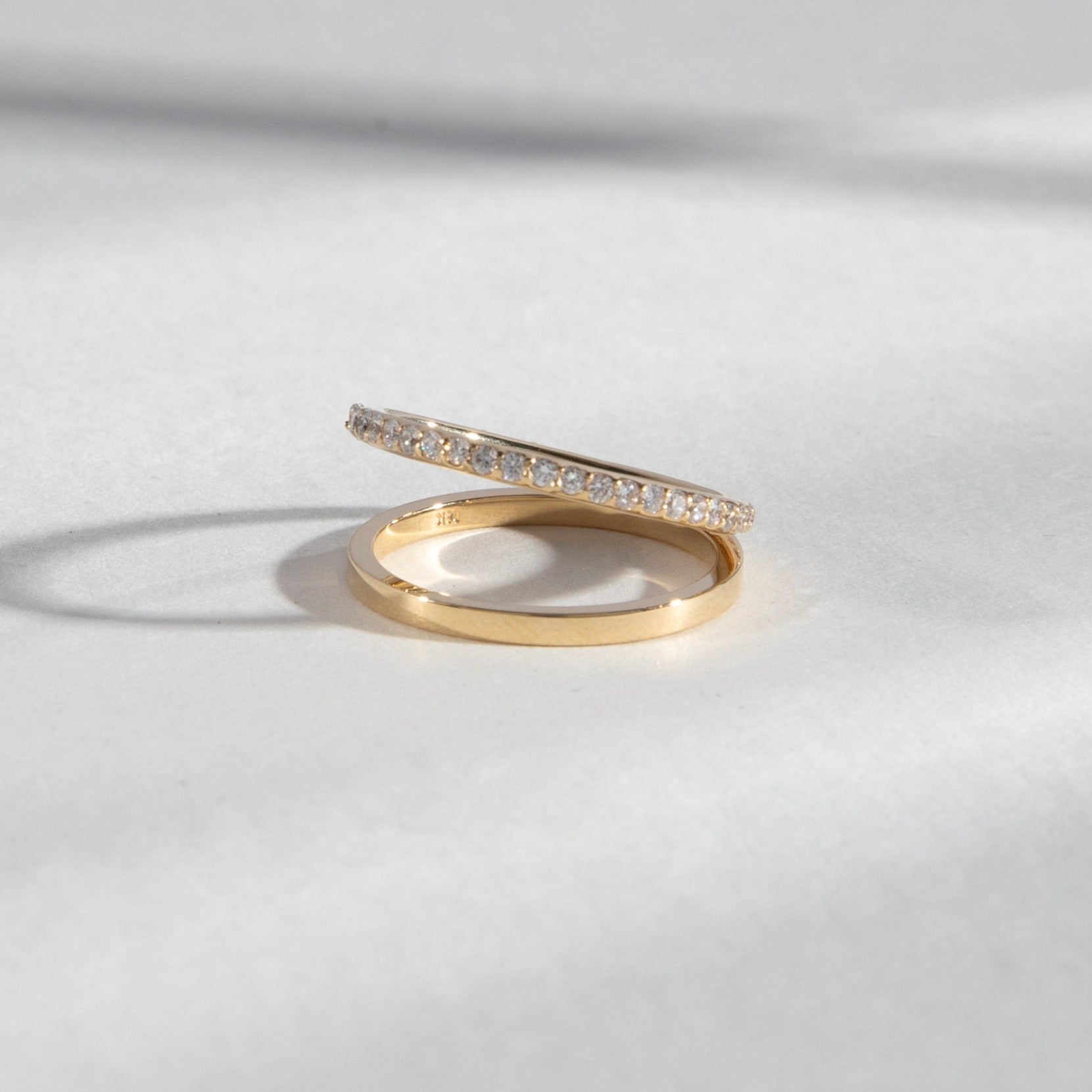 Codu Stacked Ring in 14k Gold set with lab-grown diamonds By SHW Fine Jewelry NYC