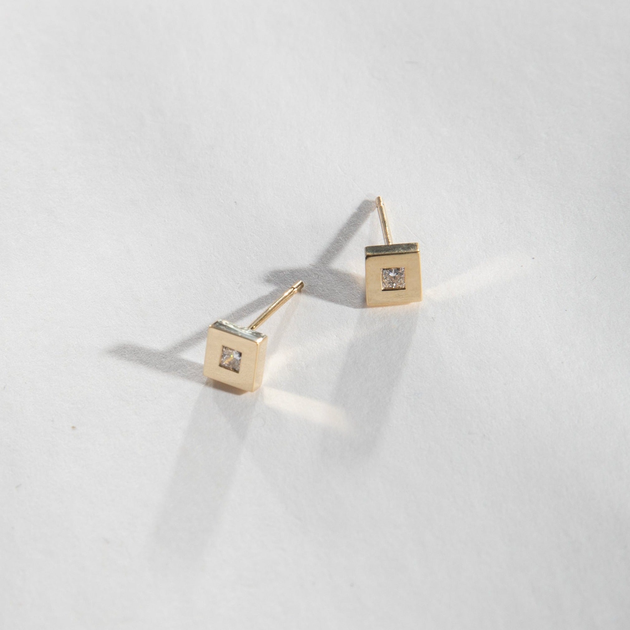 Sada Plain Earrings in 14k Gold set with lab-grown diamonds By SHW Fine Jewelry NYC
