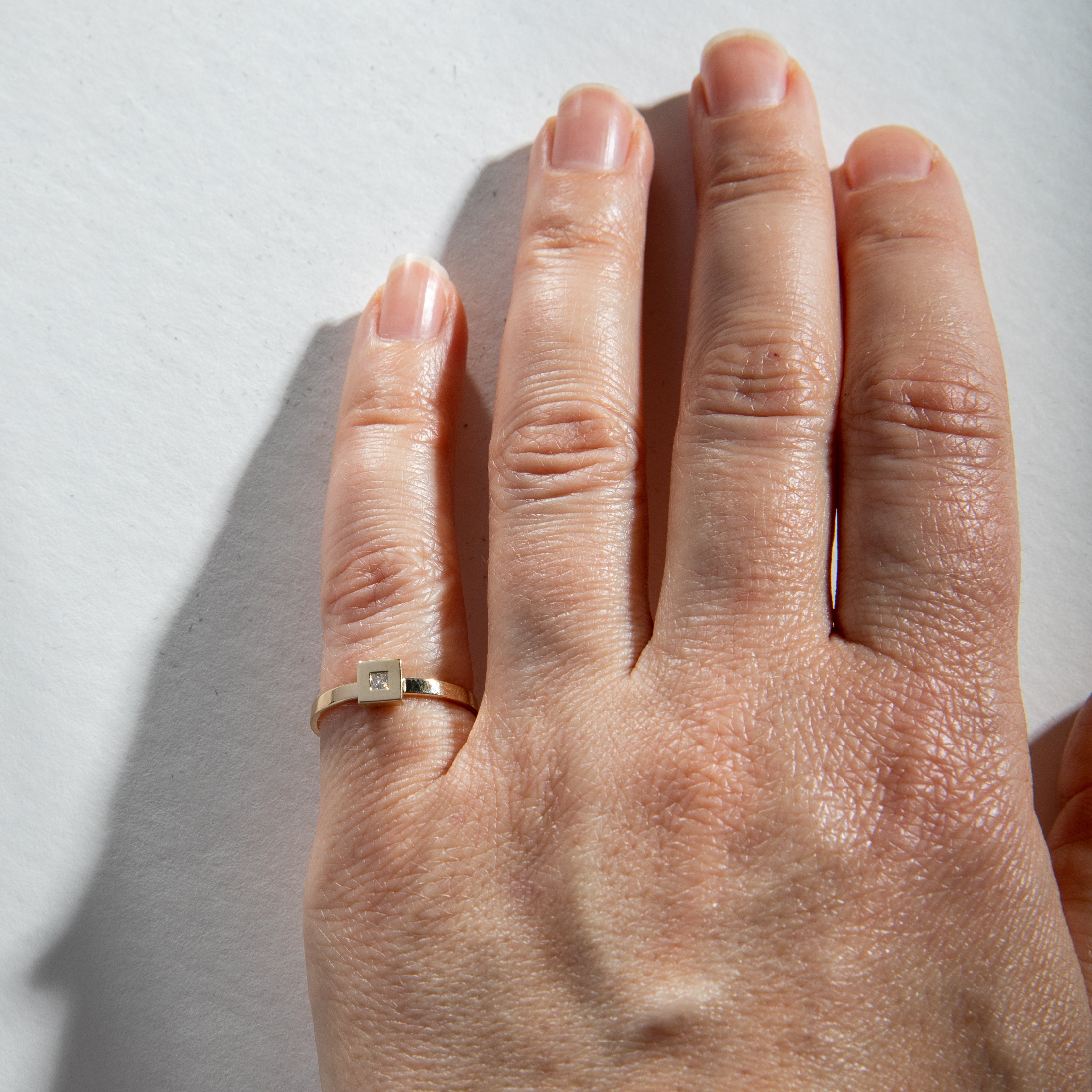 Sada Minimalist Ring in 14k Gold set with lab-grown diamonds By SHW Fine Jewelry New York City