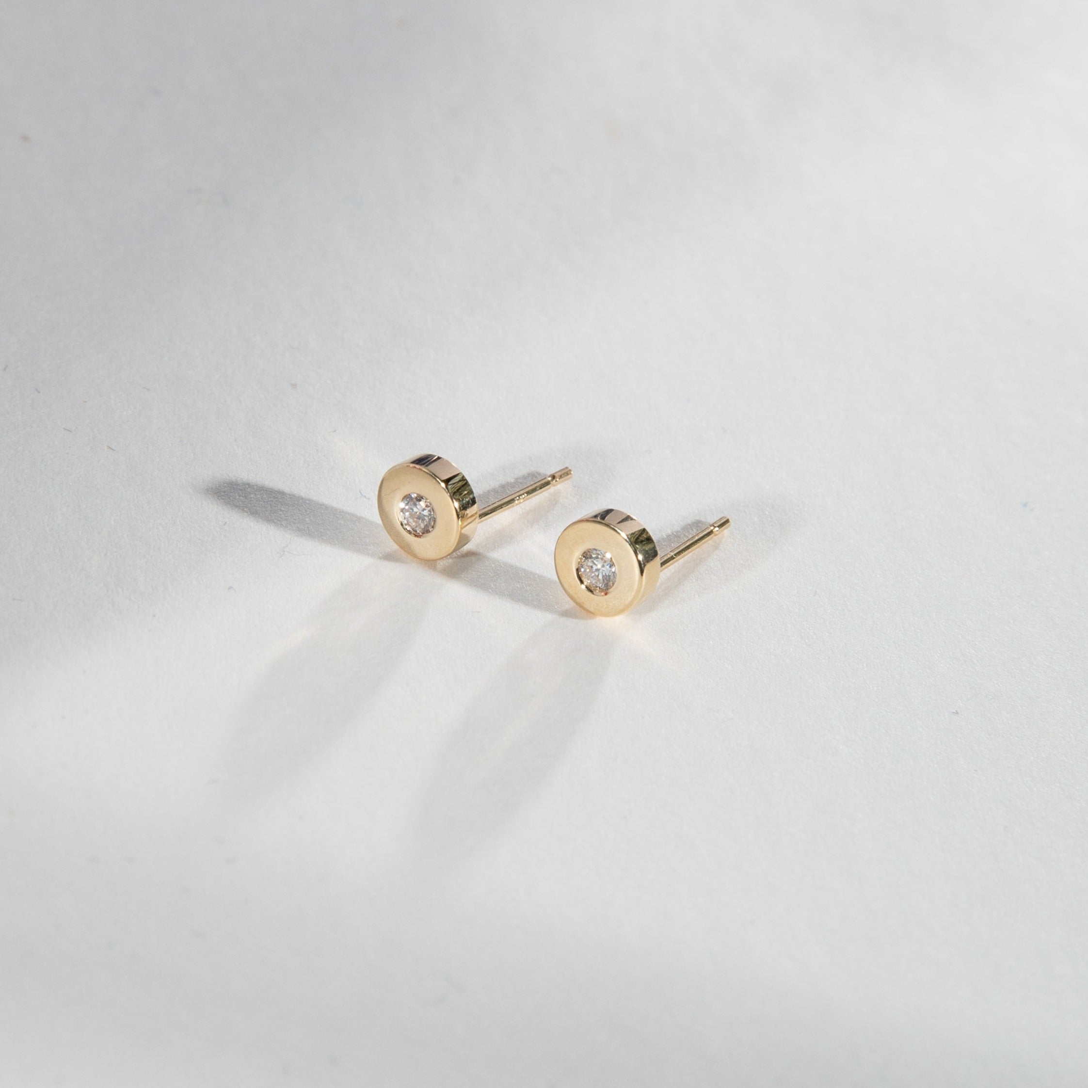 Shara Minimalist Earrings in 14k Gold set with lab-grown diamonds By SHW Fine Jewelry NYC