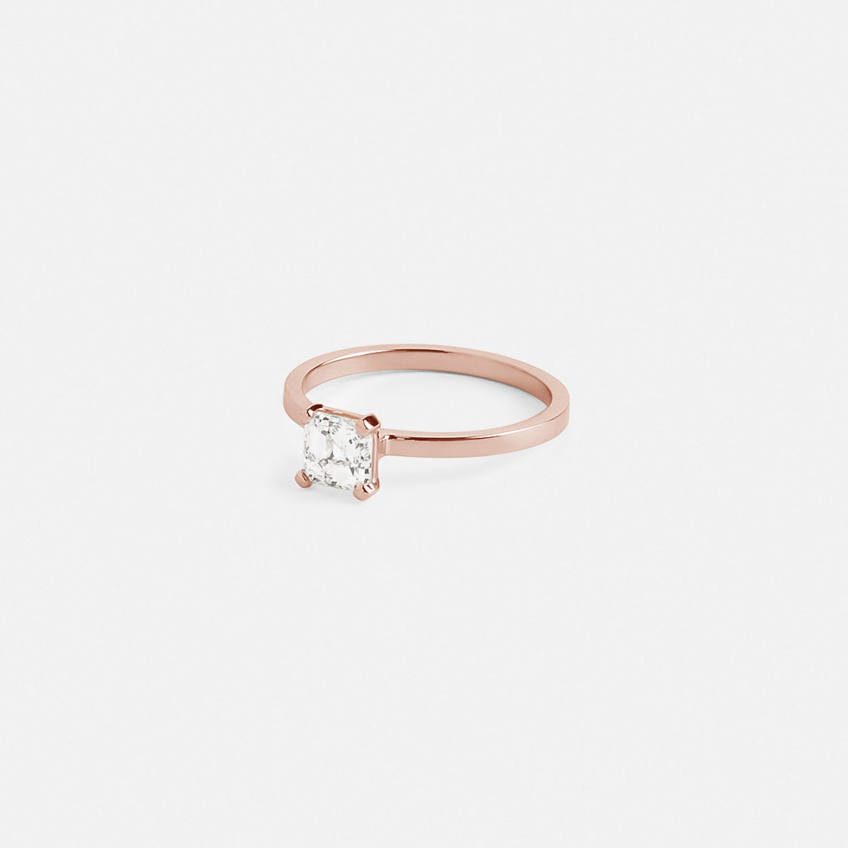 Ryta Minimalist Ring in 14k Rose Gold set with a square cut lab-grown diamond By SHW Fine Jewelry NYC