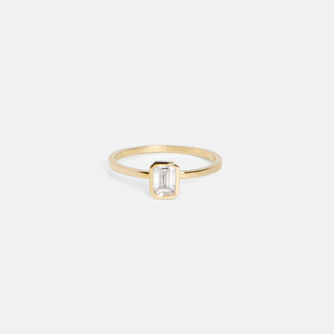 Auda Simple Ring in 14k Gold set with an emerald cut natural diamond By SHW Fine Jewelry NYC