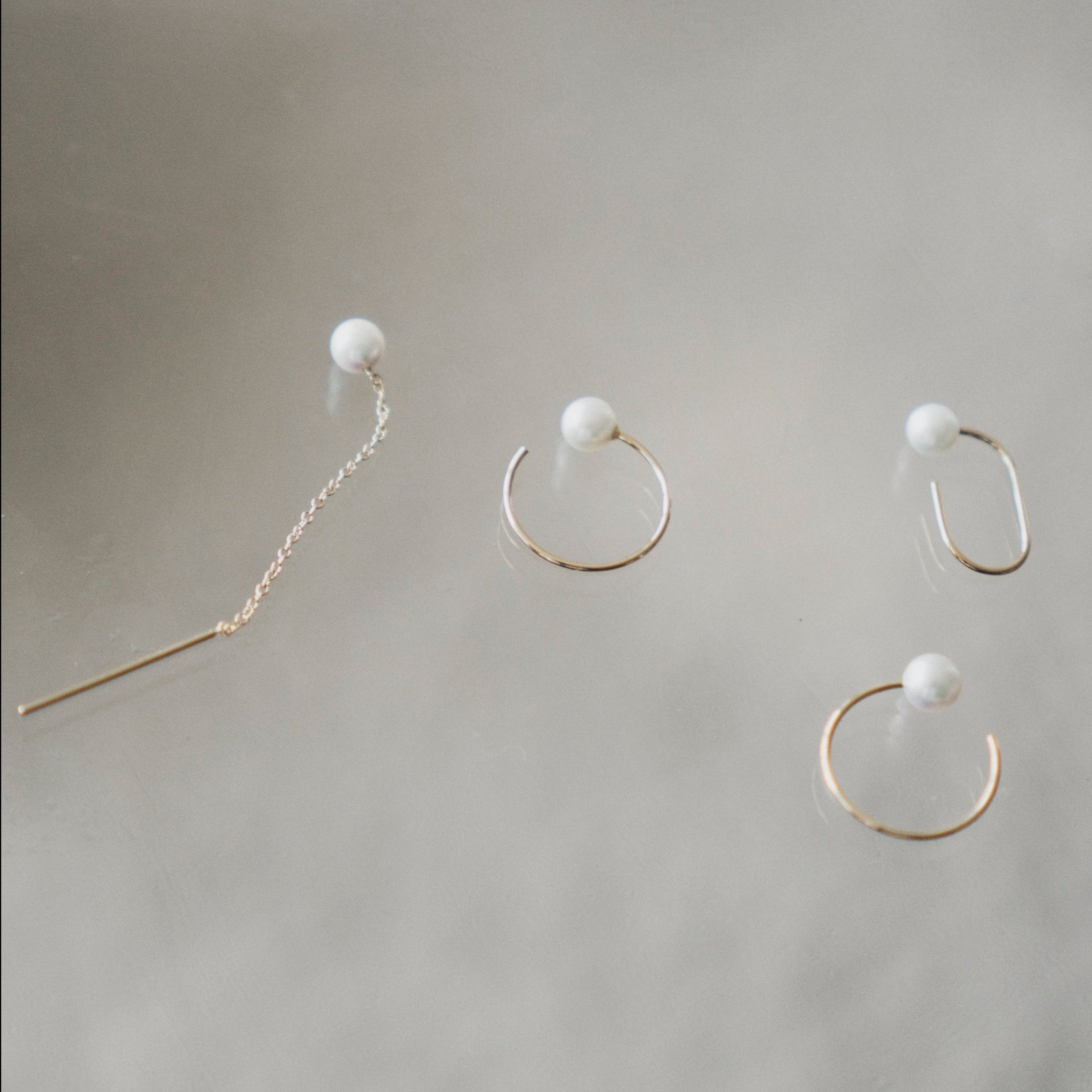 Lili alternative earrings in 14k yellow gold with pearls made in NYC by SHW fine Jewelry