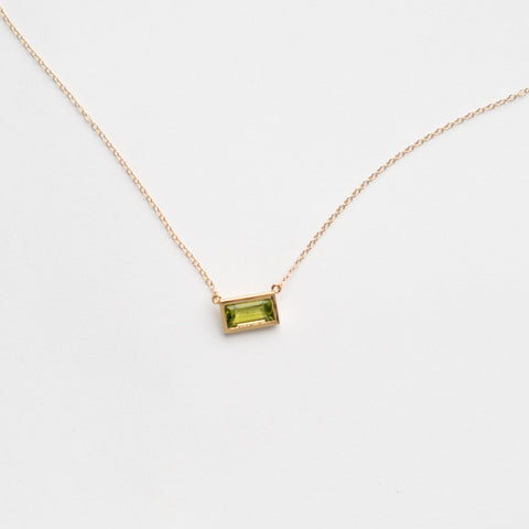 Designer Didi necklace in 14k gold set with peridot made in NYC by SHW fine Jewelry