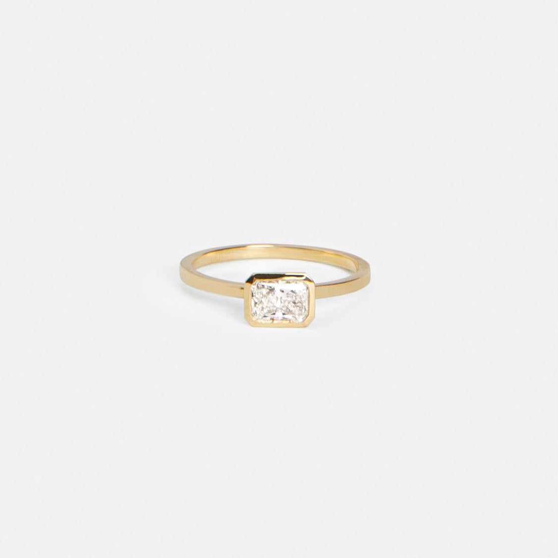 Mudu Designer Ring in 14k Gold set with a 0.6ct radiant cut lab-grown diamond By SHW Fine Jewelry NYC