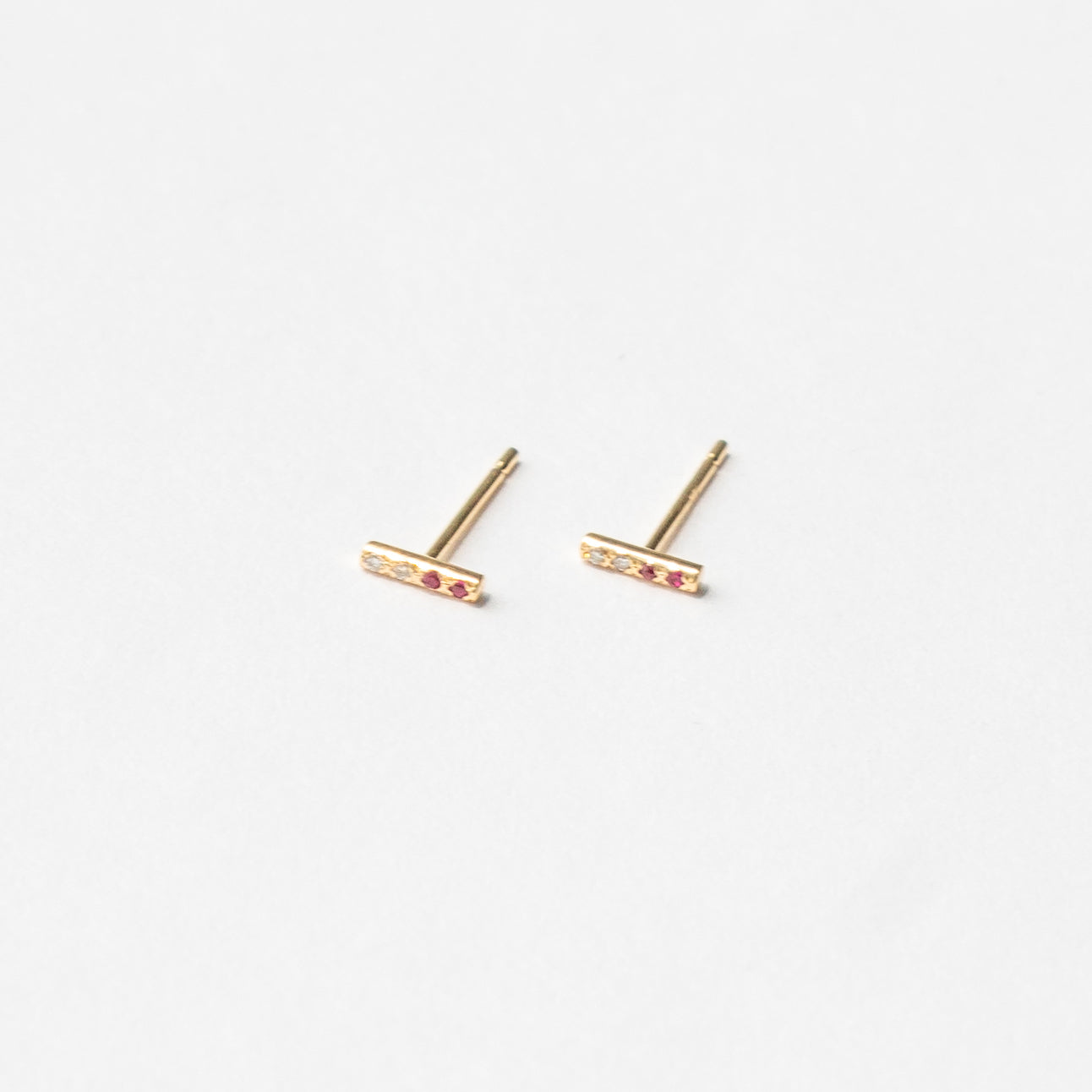 VIvi Unique earrings in 14k Gold set with rubies made in NYC by SHW fine Jewelry