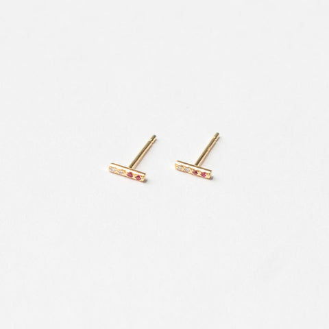 VIvi Unique earrings in 14k Gold set with rubies made in NYC by SHW fine Jewelry