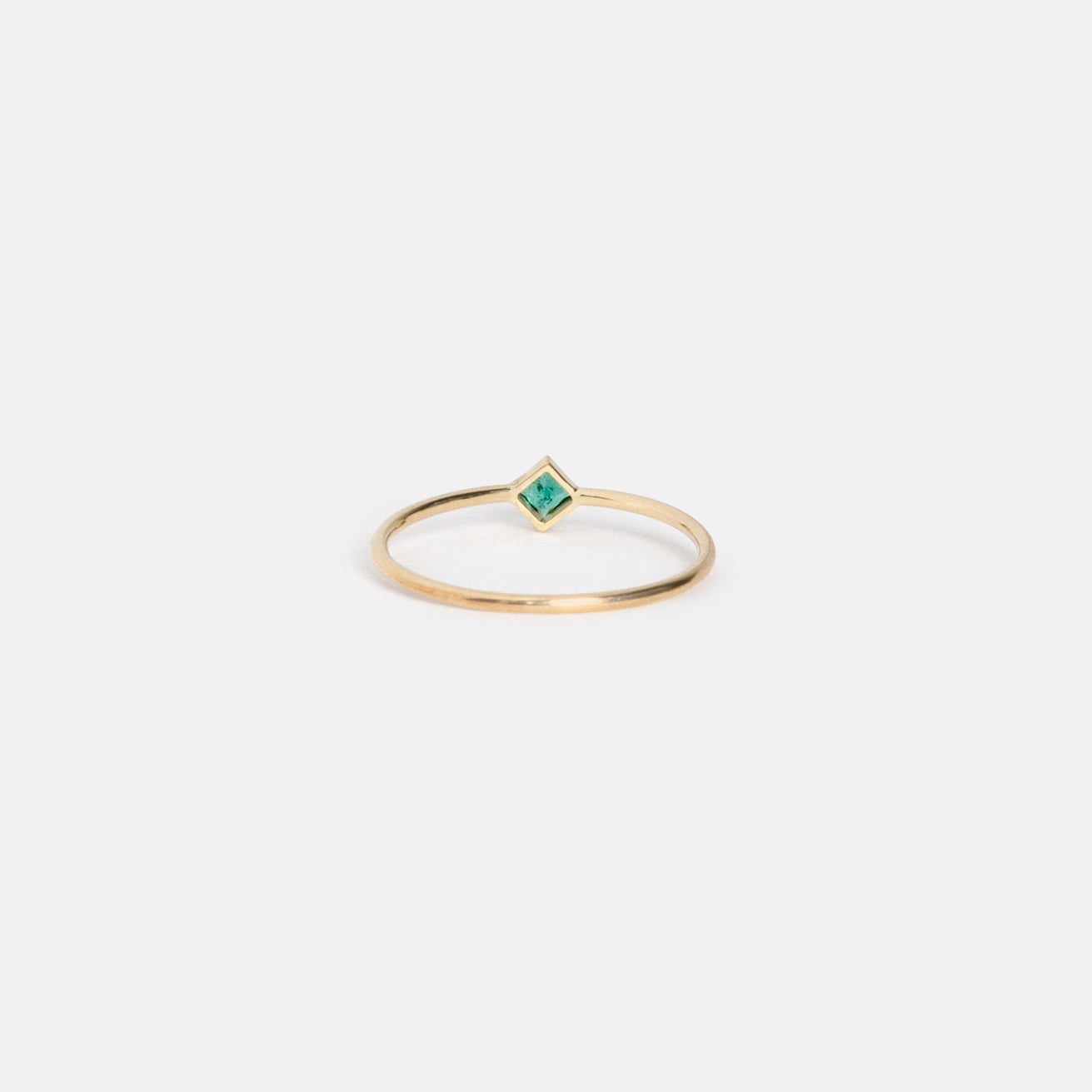 Small Ona Minimal Ring in 14k Gold set with Emerald by SHW Fine Jewelry