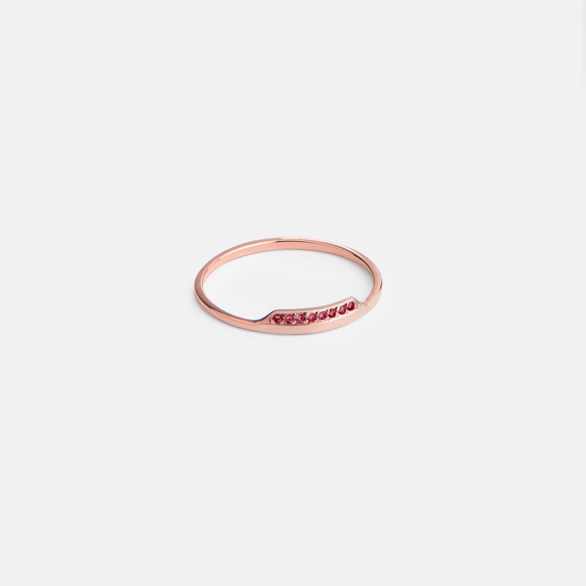 Salo Thin Ring in 14k Rose Gold set with Rubies By SHW Fine Jewelry NYC