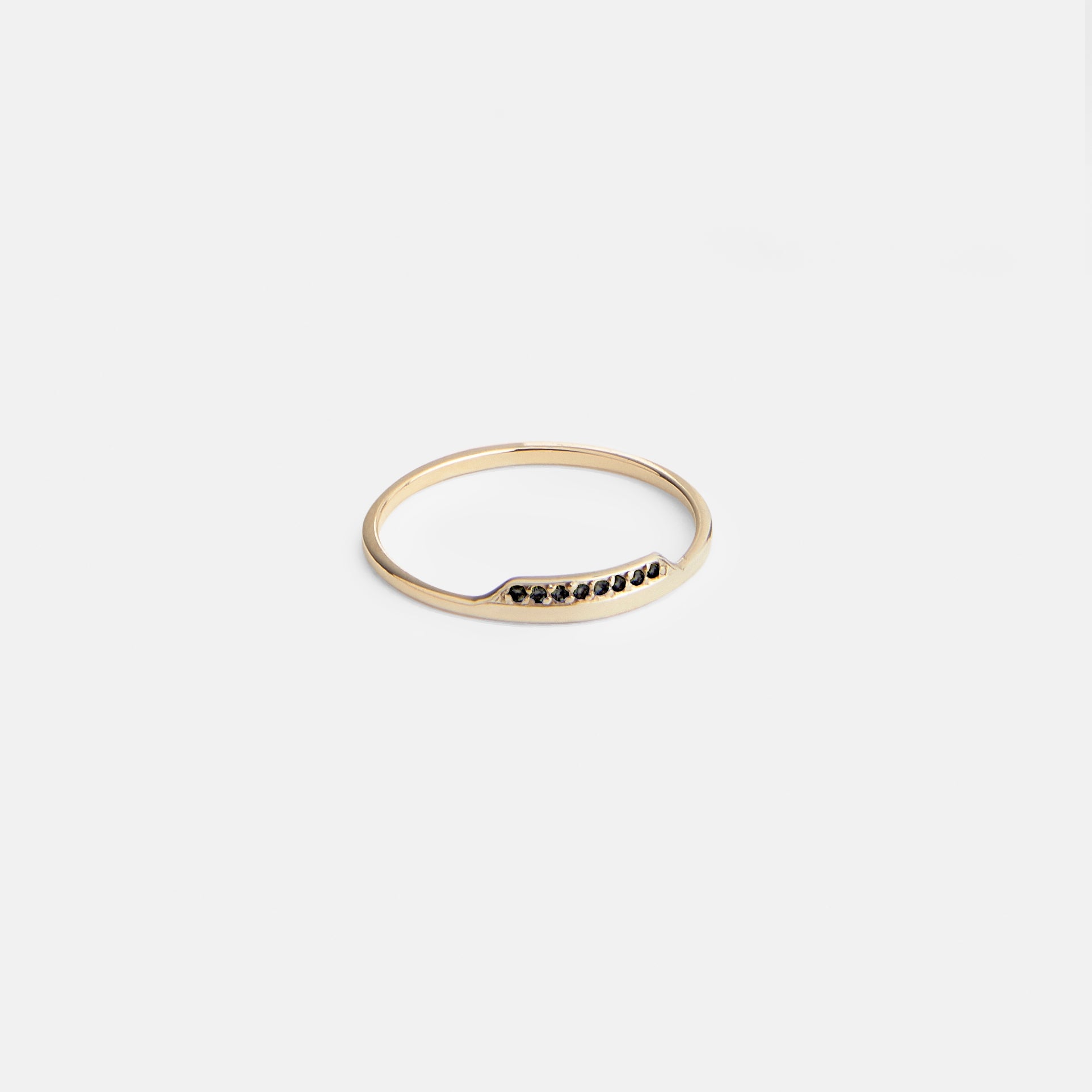 Salo Minimal Ring in 14k Gold set with Black Diamonds By SHW Fine Jewelry NYC