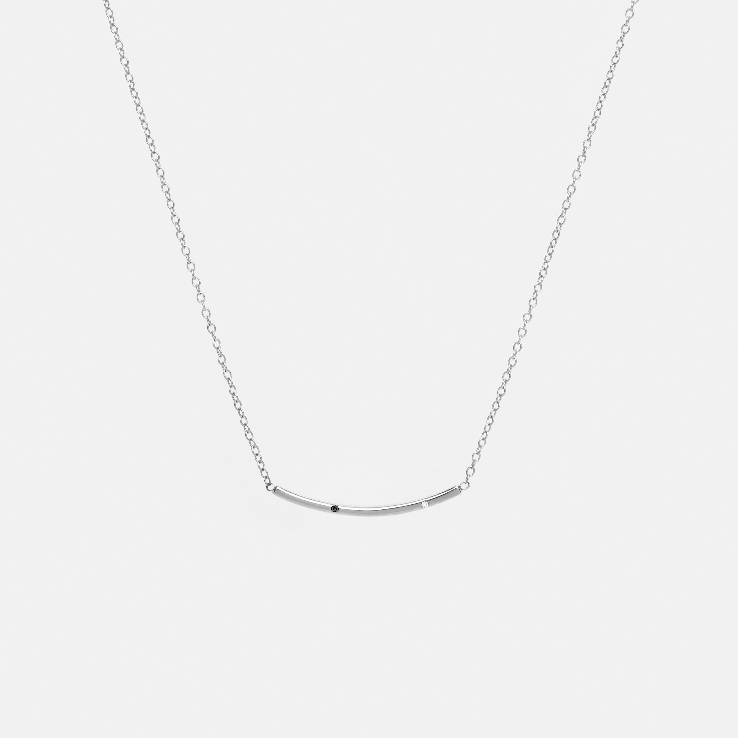 Sara Thin Necklace in 14k Gold set with White and Black Diamonds By SHW Fine Jewelry NYC