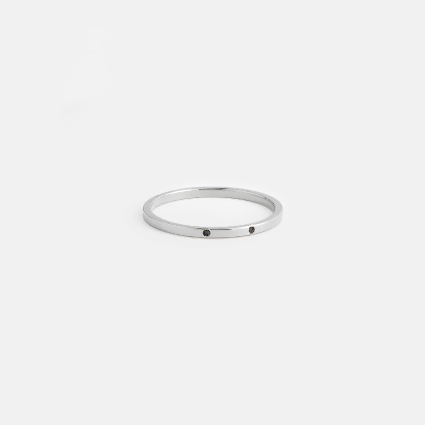 Sarala MInimalist Ring in Sterling SIlver set with Black Diamonds By SHW Fine Jewelry New York City