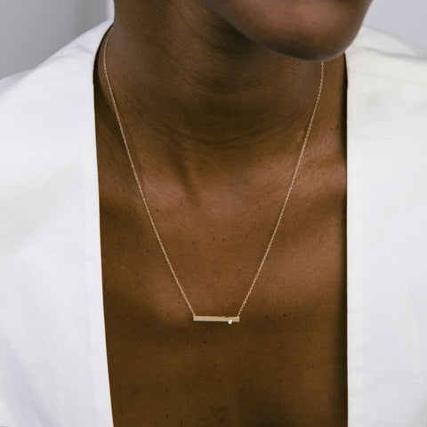 Lane Alternative Necklace in 14k Gold set with White Diamond By SHW Fine Jewelry NYC