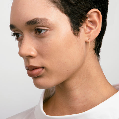 Viso Unisex Drop Earring in 14k Gold set with White Diamond By SHW Fine Jewelry NYC