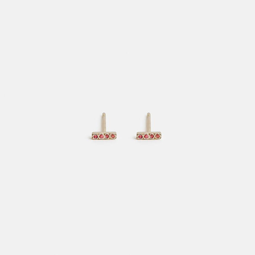 Vilko minimalist earring in 14k Gold set with rubies