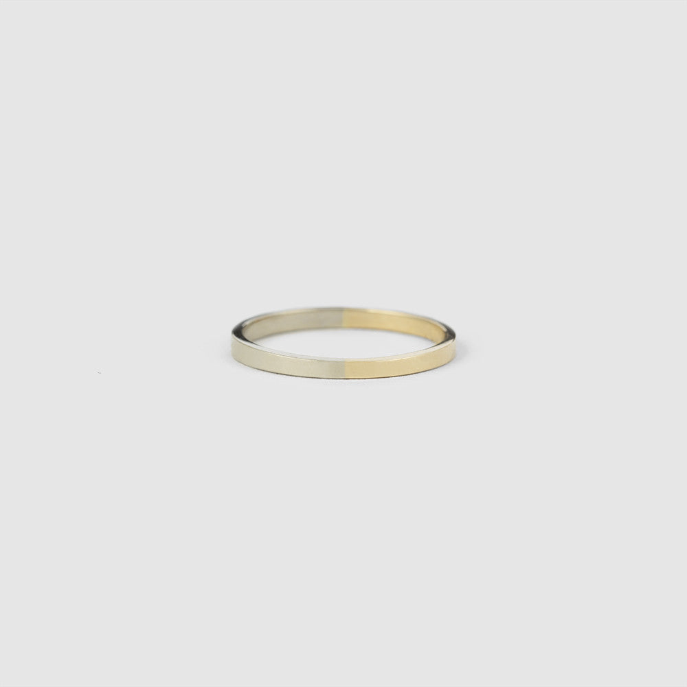 2mm Yellow and White Gold Band