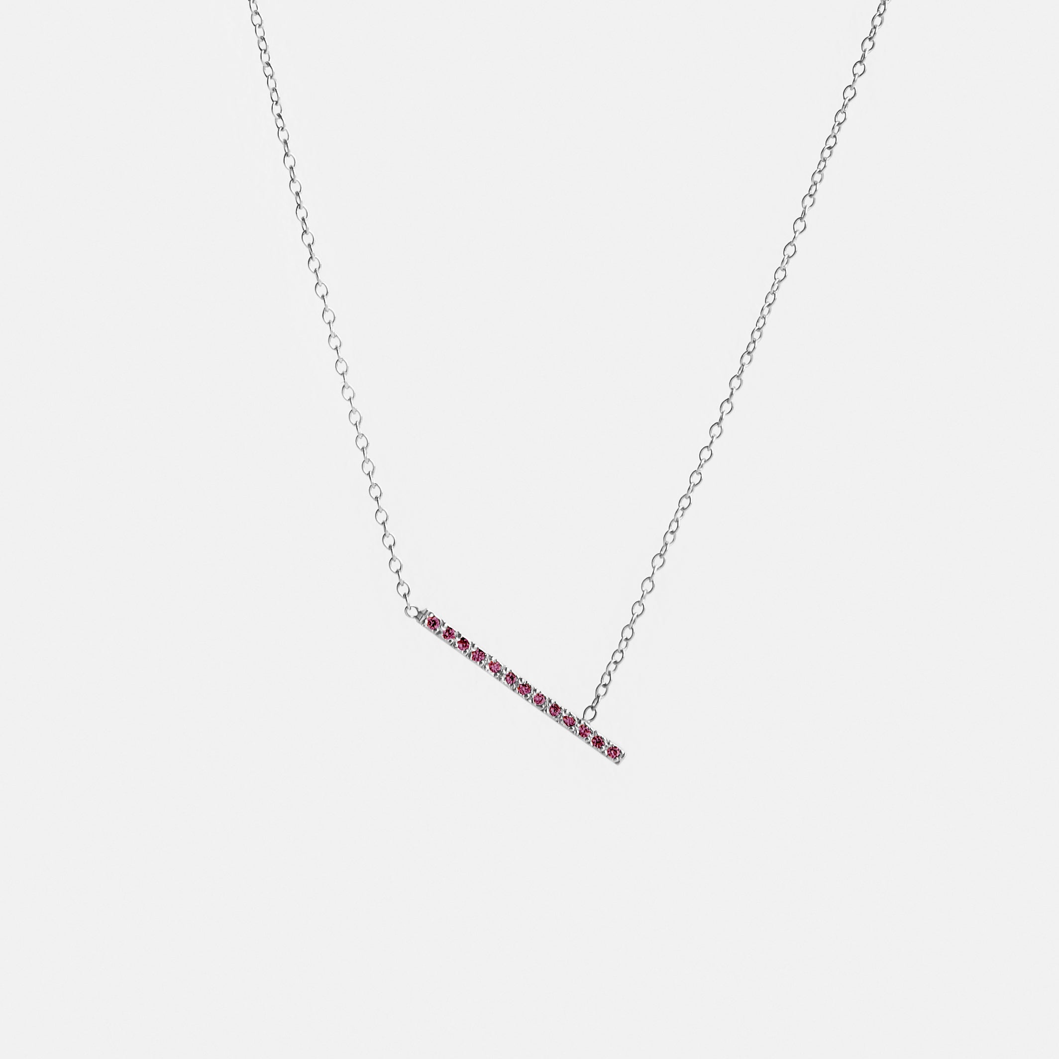 Tira Unconventional Necklace in 14k White Gold set with Rubies By SHW Fine Jewelry NYC