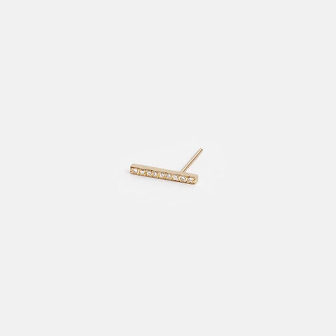 Veva Thin Bar Stud in 14k Gold set with White Diamonds By SHW Fine Jewelry NYC