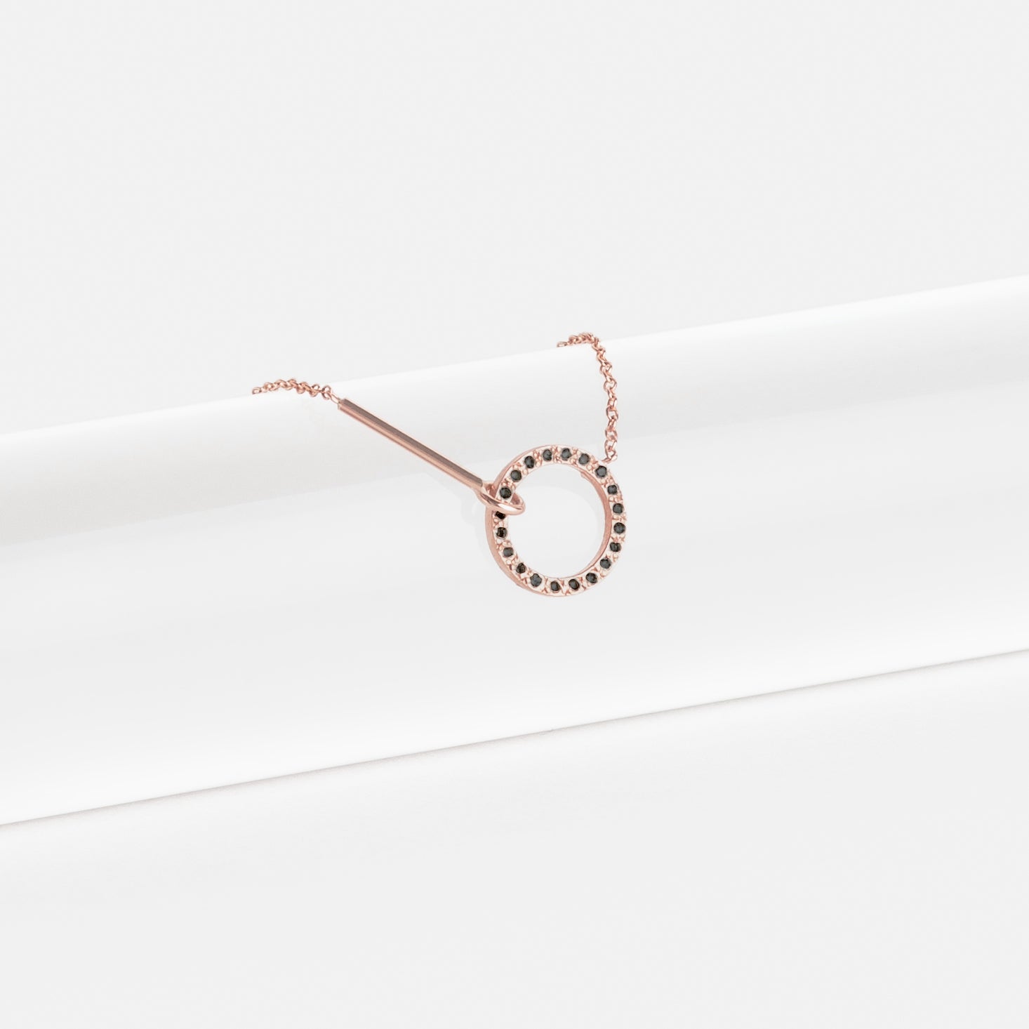 Visata Unconventional Necklace in 14k Rose Gold set with Black Diamonds By SHW Fine Jewelry NYC
