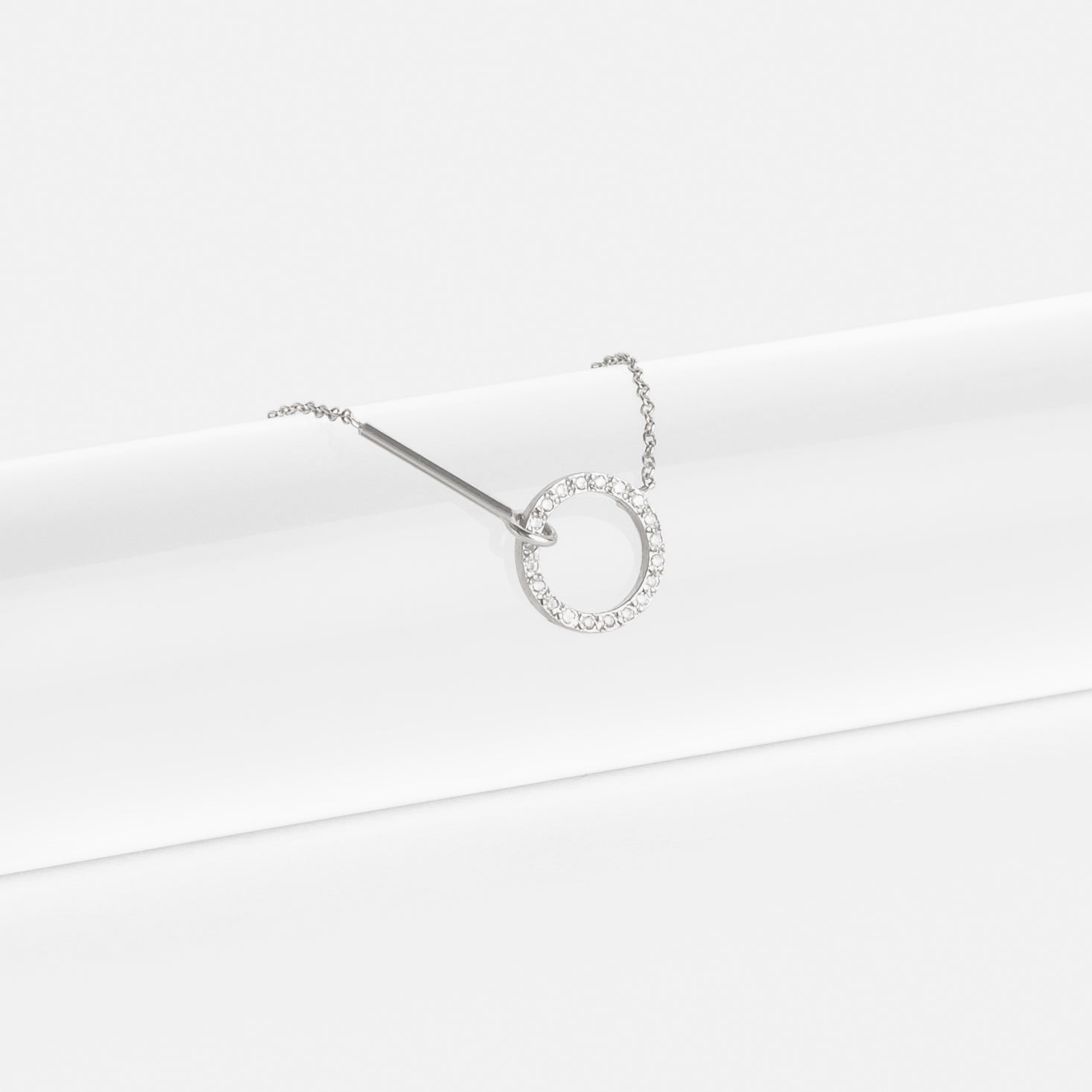 Visata Unconventional Necklace in 14k White Gold set with White Diamonds By SHW Fine Jewelry NYC