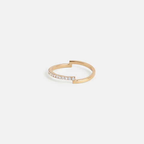 Visa Delicate Ring in 14k Gold set with White Diamonds By SHW Fine Jewelry New York City