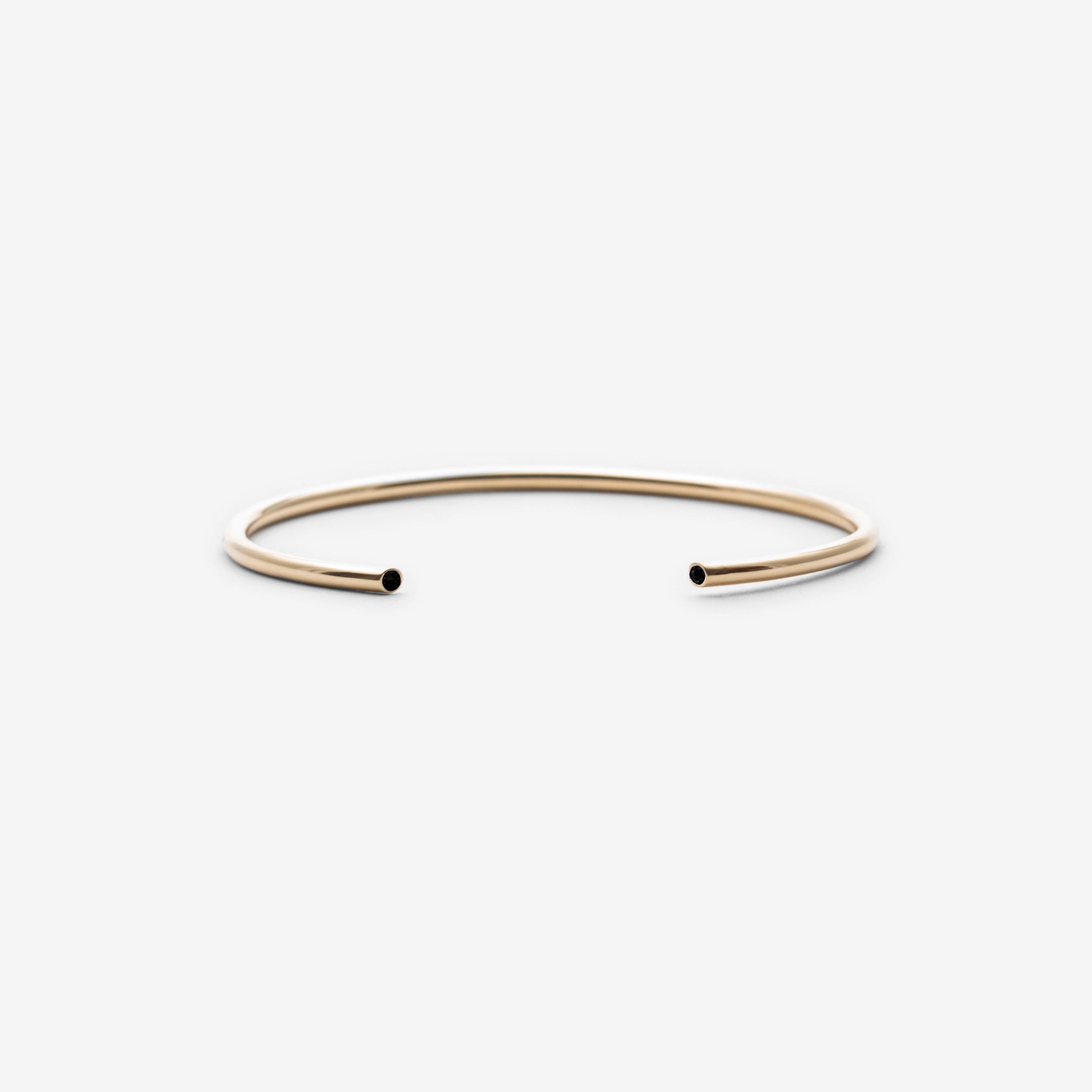 Olva Unconventional  Cuff in 14k Gold set with Black Diamonds By SHW Fine Jewelry New York City