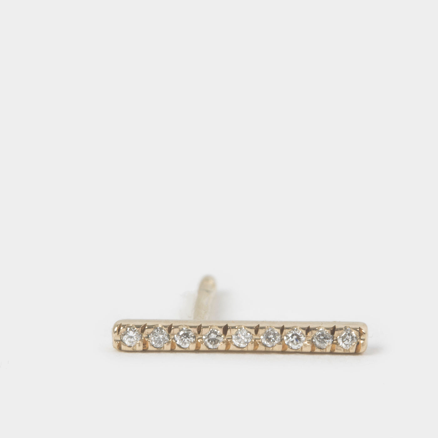 Veva Minimalist Bar Stud in 14k Gold set with White Diamonds By SHW Fine Jewelry NYC