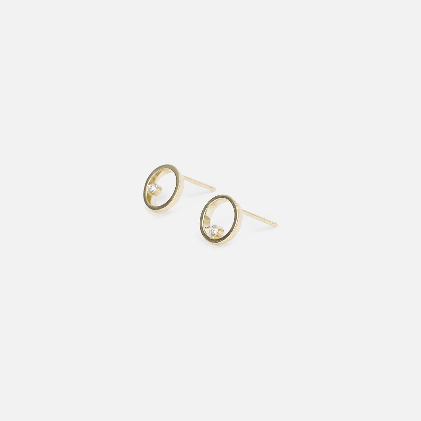 Ila Minimal Earrings 14k Gold set with White Diamond By SHW Fine Jewelry NYC