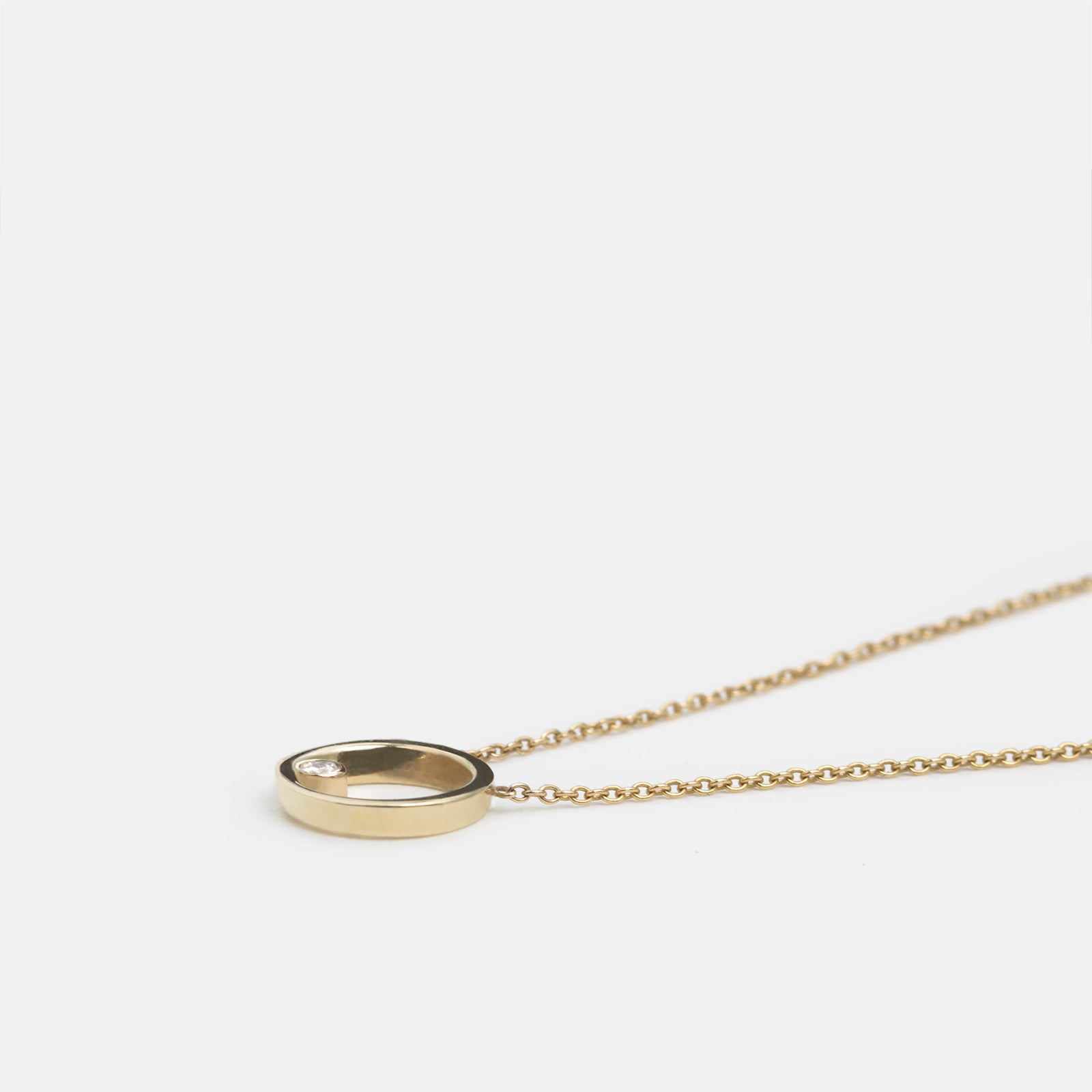 Ila Non-Traditional Necklace in 14k Gold set with White Diamond By SHW Fine Jewelry NYC