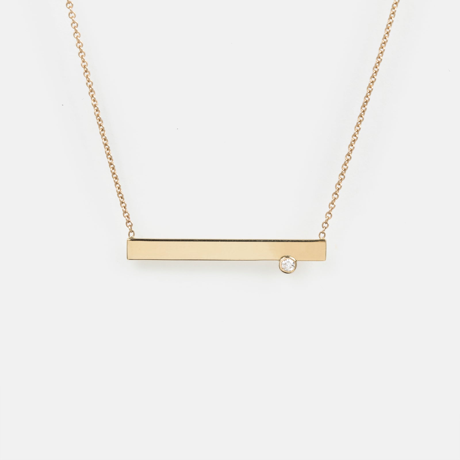 Lane Simple Necklace in 14k Gold set with White Diamond By SHW Fine Jewelry NYC
