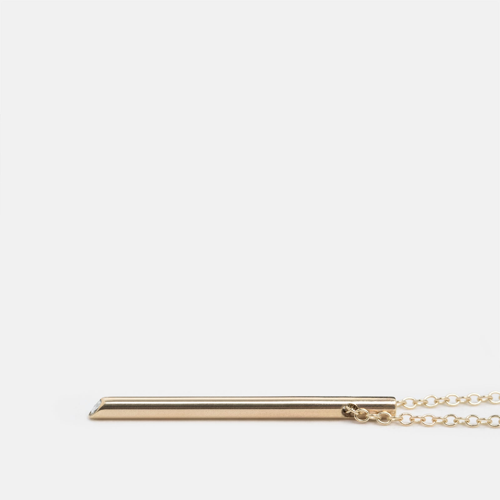 Ossu Plain Necklace in 14k Gold set with White Diamonds By SHW Fine Jewelry NYC
