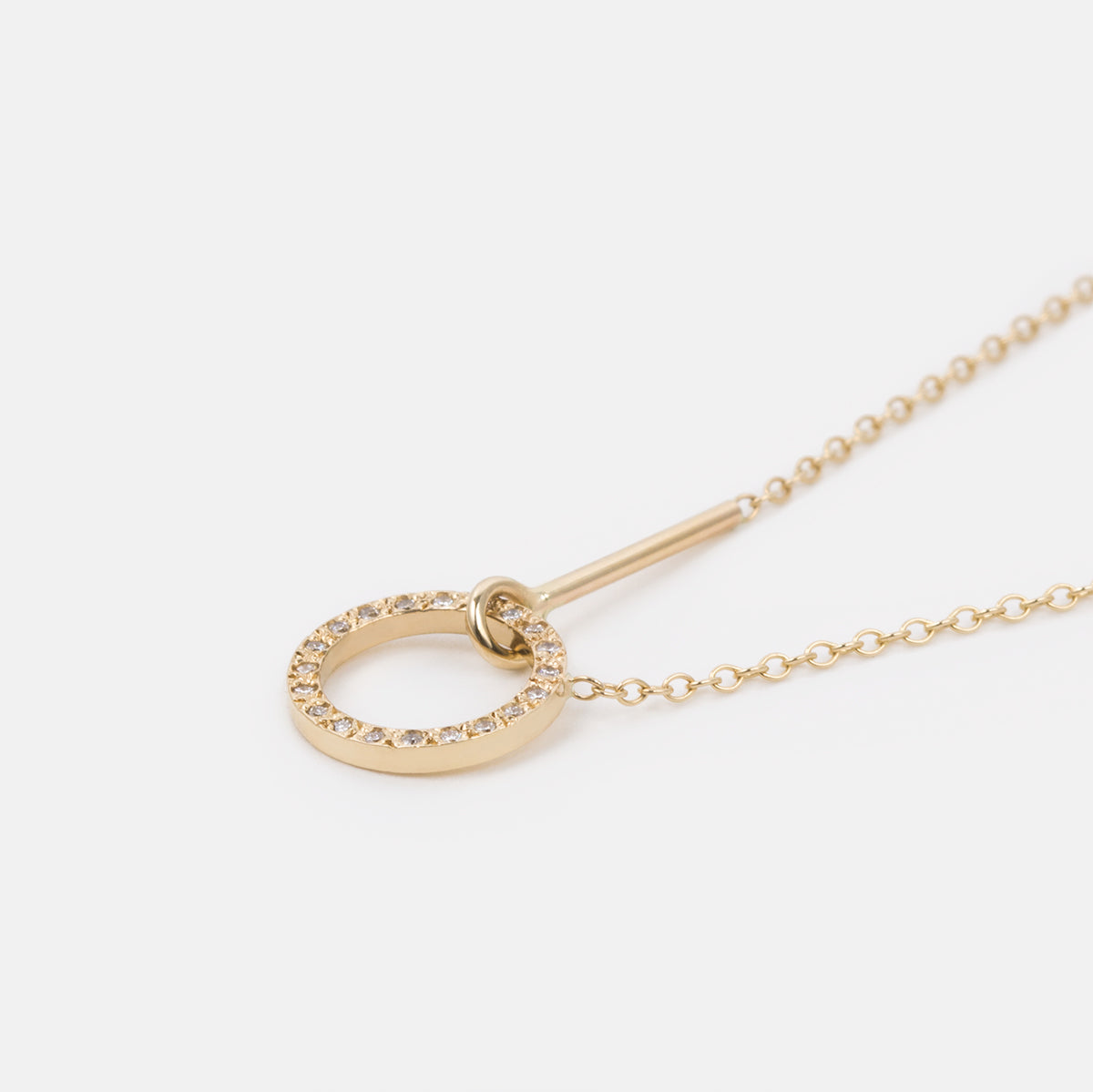 Visata Non-Traditional Necklace in 14k Gold set with White Diamonds By SHW Fine Jewelry NYC