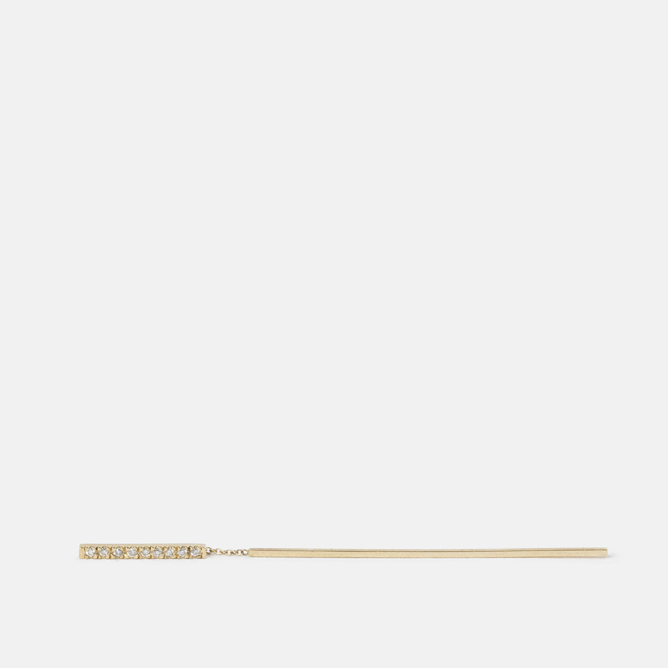 Veva Minimalist Pull Through Earring in 14k Gold set with White Diamonds By SHW Fine Jewelry NYC
